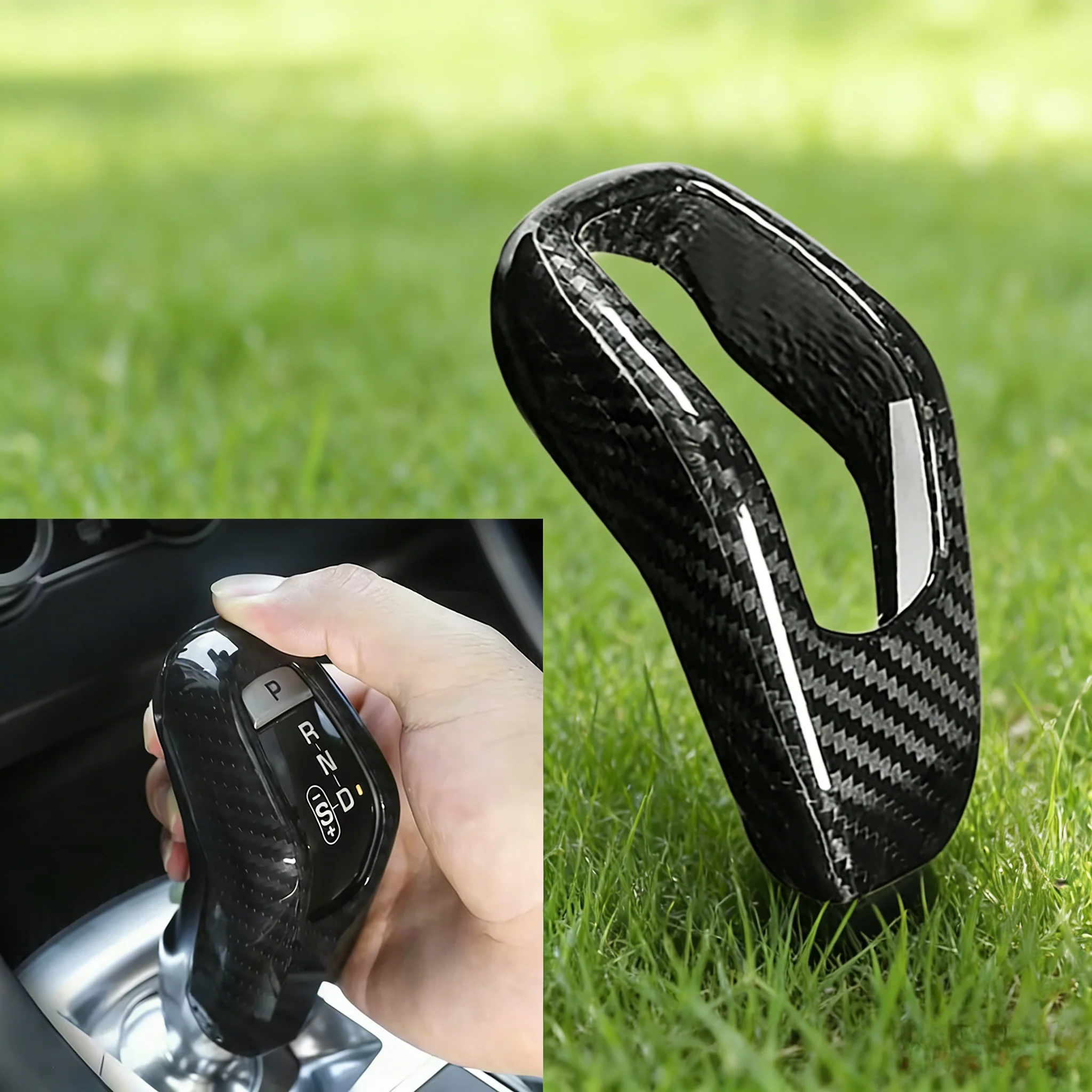 

Накладка на головку рычага переключения передач из углеродного волокна для Land Rover Range Rover Sport L494 2018 2019 2020, черно-красная, чехол для рычага КПП