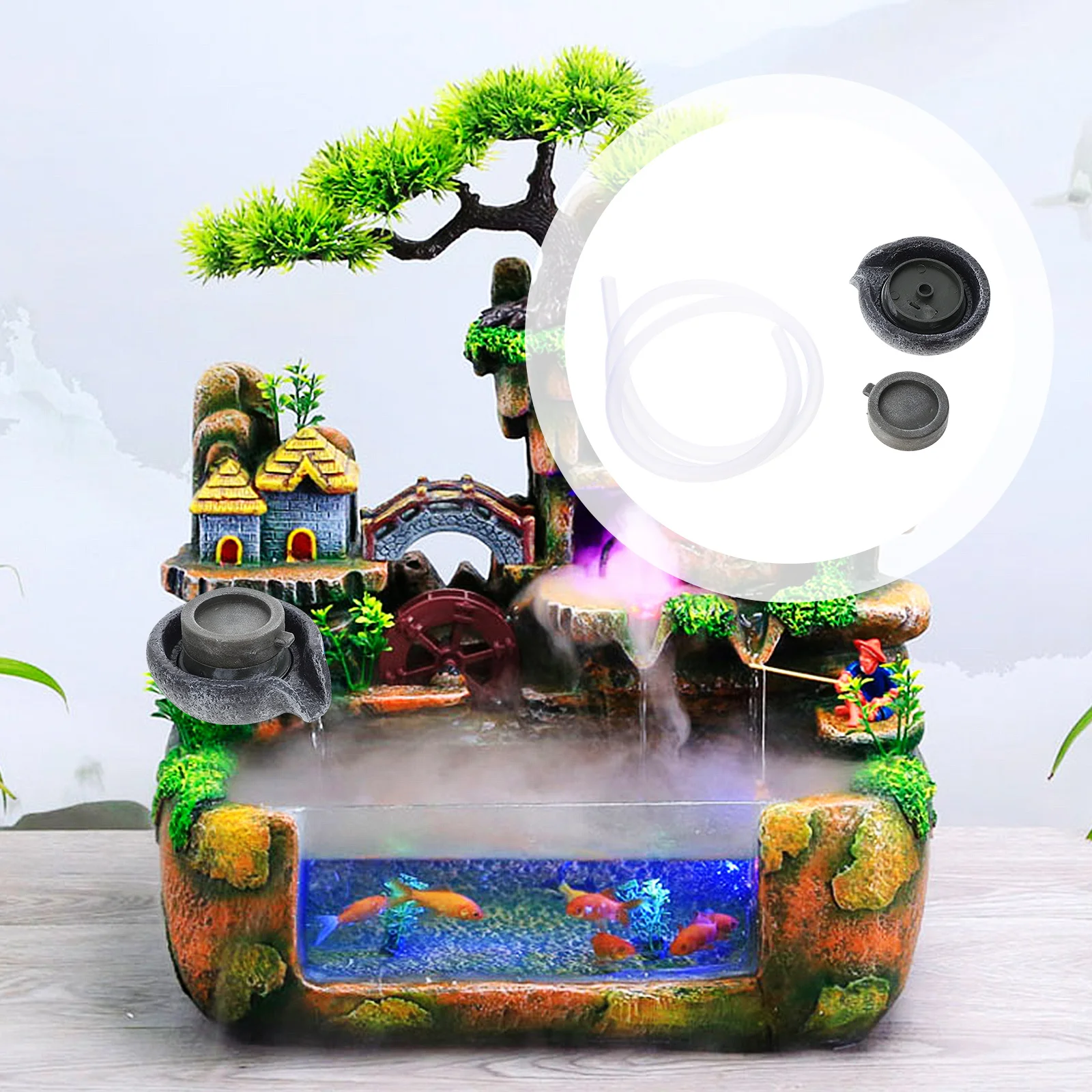 

1Set Mini Water Mill Adorn Premium Material Stylish Design Home Decor Landscape Resin Ornament Photography Prop