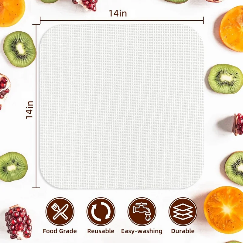 15 Pack Silicone Dehydrator Sheets, Mesh Dehydrator Trays, Non-Stick Fruit Leather Trays, Suitable for Dried Meat
