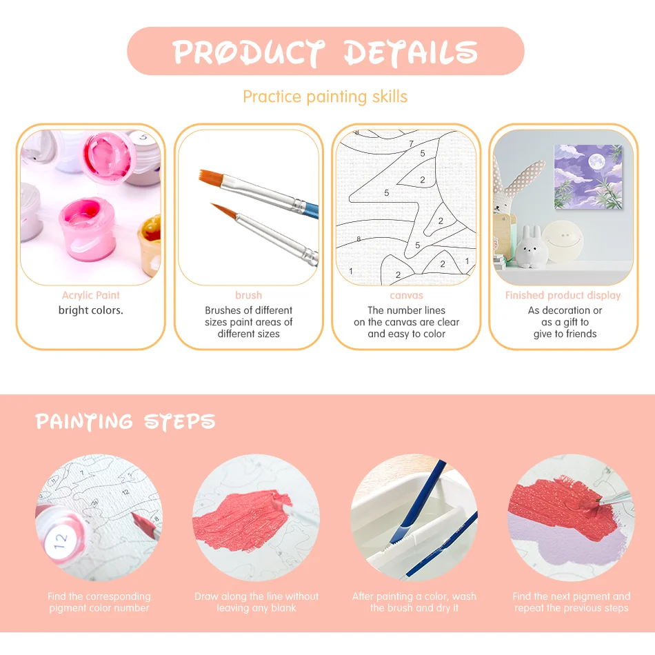 RUOPOTY Framed Diy Paint By Numbers Starter Kit Sky Diy Crafts Landscape Coloring By Numbers For Diy Gift