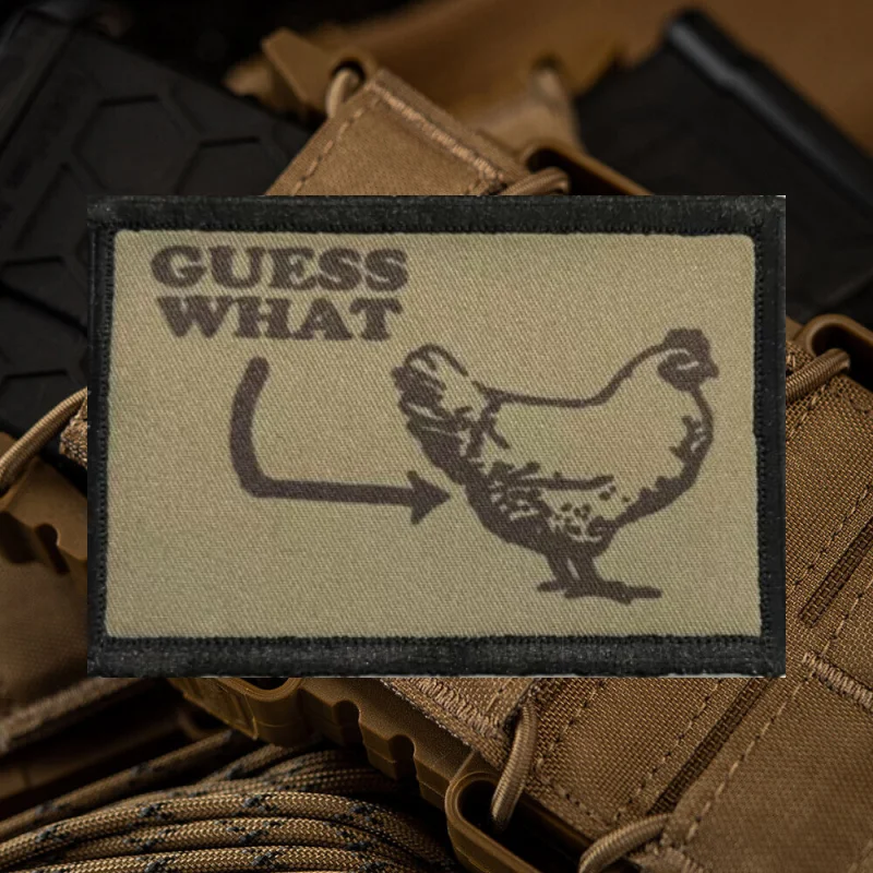 Funny Guess What Hen Printed Hook&Loop Patch on Clothes Military Badge Armband Tactical Backpack Stickers Combat Applique