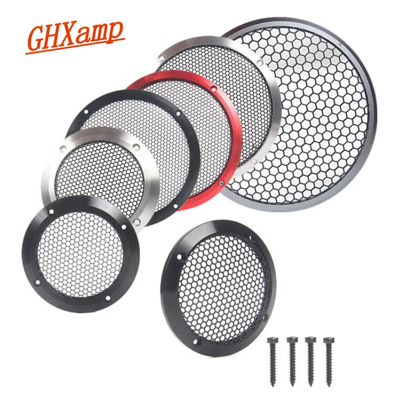 GHXAMP 3 cale 4 cale 6 cali ze stopu aluminium głośnik kratka z siatki obudowa dekoracja do samochodu ochrona Framenet pokrywa z siatki A-filar