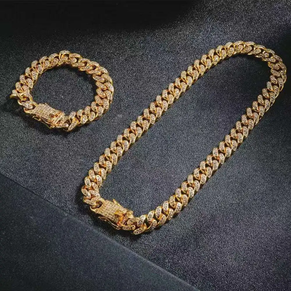 8mm 10mm Real Gold Plating Trendy S925 Sterling Silver Necklace Moissanite Cuban Link Chain Hip Hop Jewelry Iced Out Cuban Chain