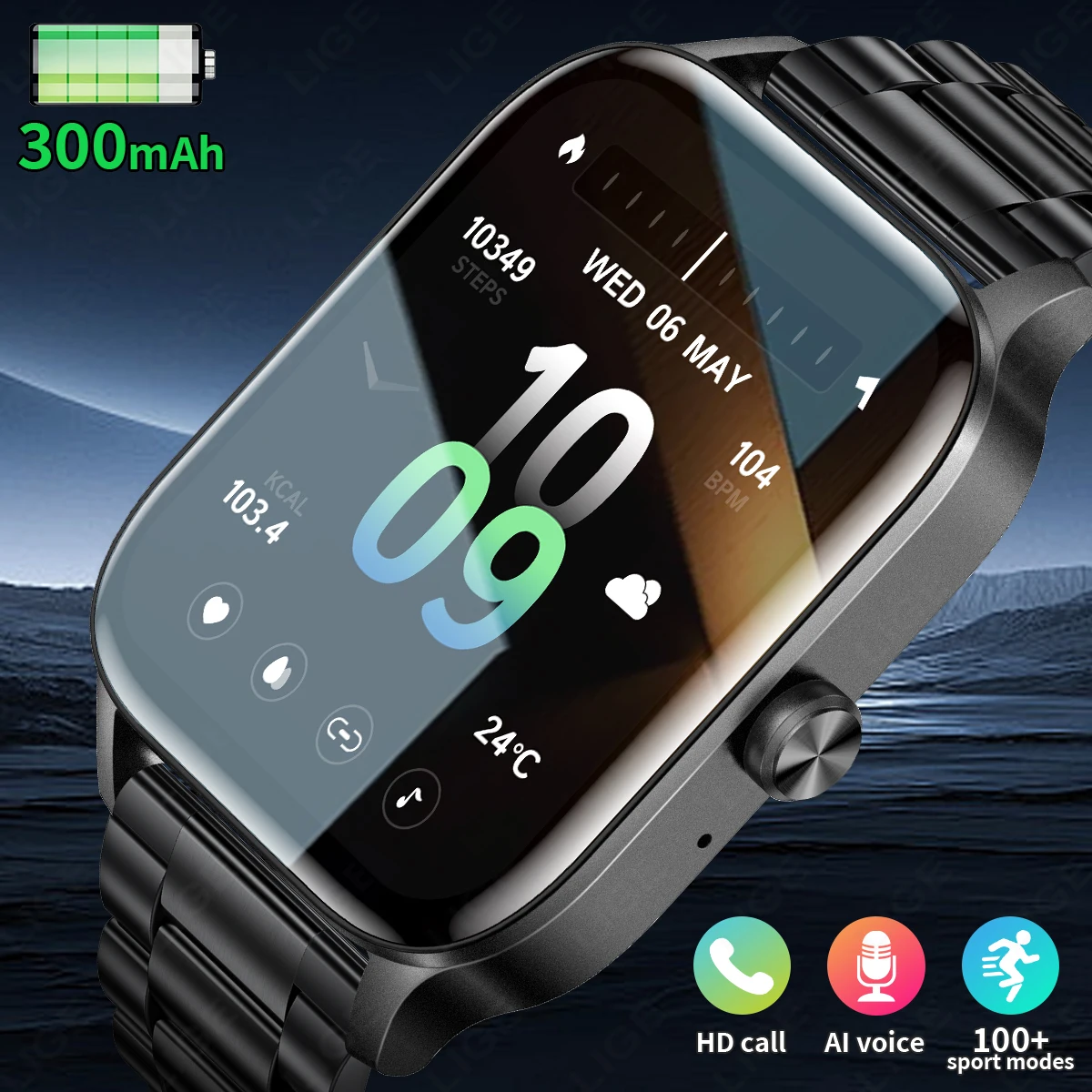 

LIGE модные умные часы для женщин 1,85-дюймовый HD-экран на заказ, женские часы с монитором здоровья, Bluetooth-вызовы, спортивные умные часы