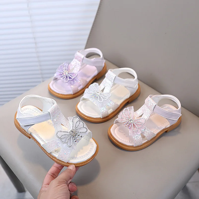 PURPLE PINK WHITE Children Shoes Girls  Princess Shoes Fashion Girls Sandals Kids Designer Single Shoes Summer New Girls Sandals