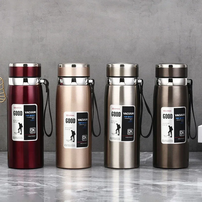 Large Capacity Outdoor Thermos Cup Stainless Steel 24 Hours Heat Preservation Cold Preservation 1000ml Water Bottle