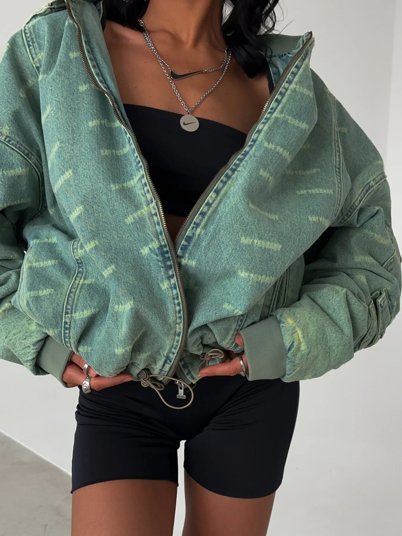 

Модная джинсовая куртка на молнии Верхняя одежда Новый женский элегантный кардиган Jaet Commute Sle Свободный крой Long Sve V-Ne ort Le...