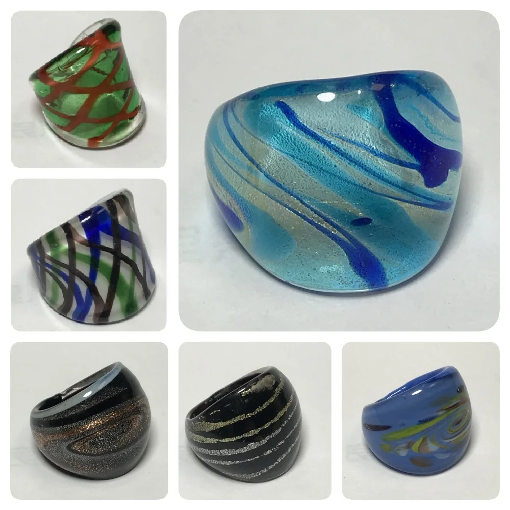 New Murano Glass Rings For Women Handmade Finger Rings Fit Daily Party Girls Gifts Beautiful Glass Jewelry