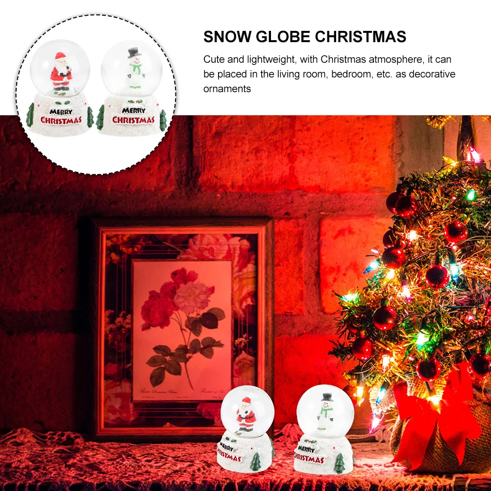 

2Pcs Christmas Snowman Santa Claus Snow Globes Creative Desktop Ornament for Holiday Decoration Festive Crystal Ball Gift