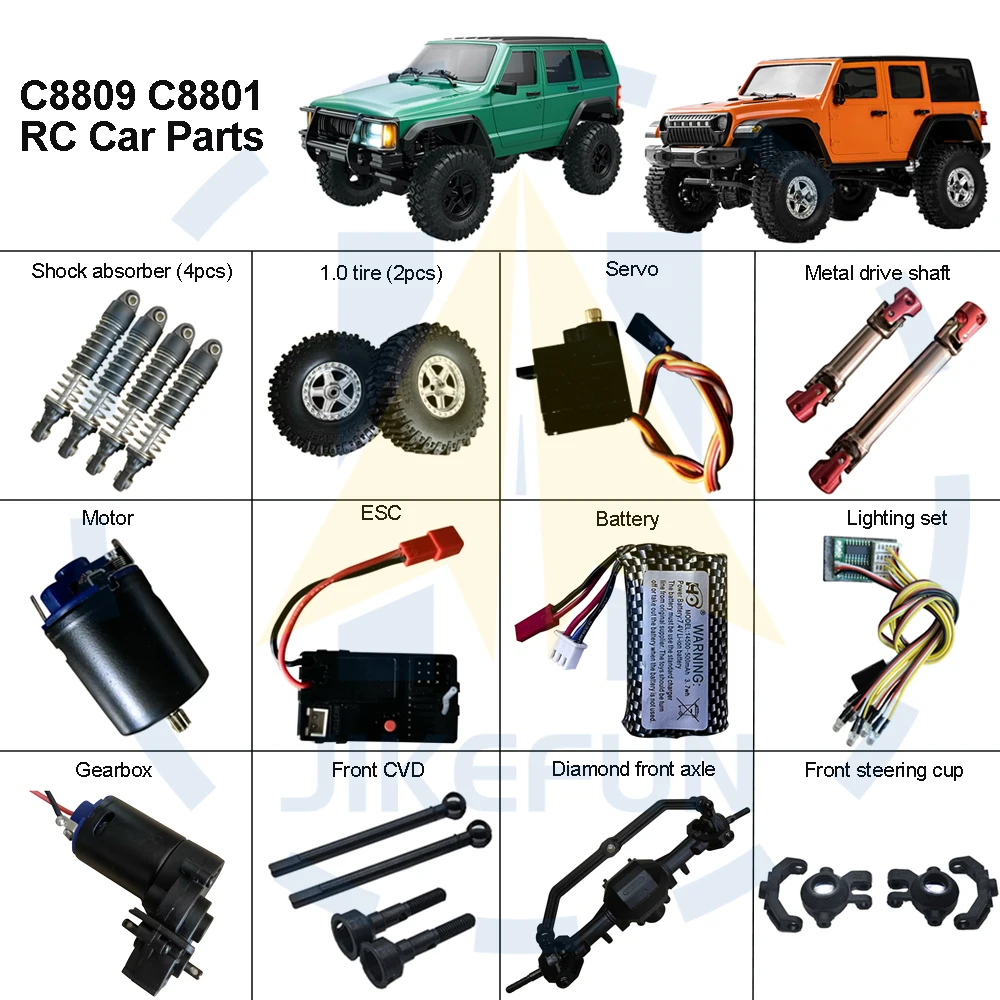 

C8801 C8809 Радиоуправляемая автомобильная часть ESC Двигатель Сервоамортизатор Коробка передач Металлический приводной вал Пустая рама и т. д. Аксессуары для дистанционного управления