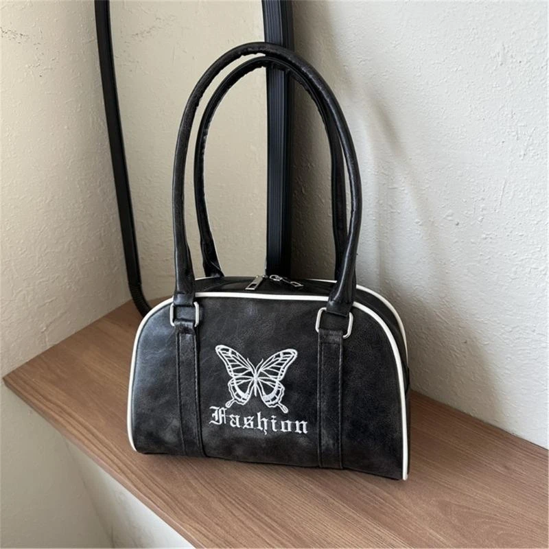 

G5AE Vintage Y2K Shoulder Bag Embroidered Butterfly Handbag Shoulder Bag Unique
