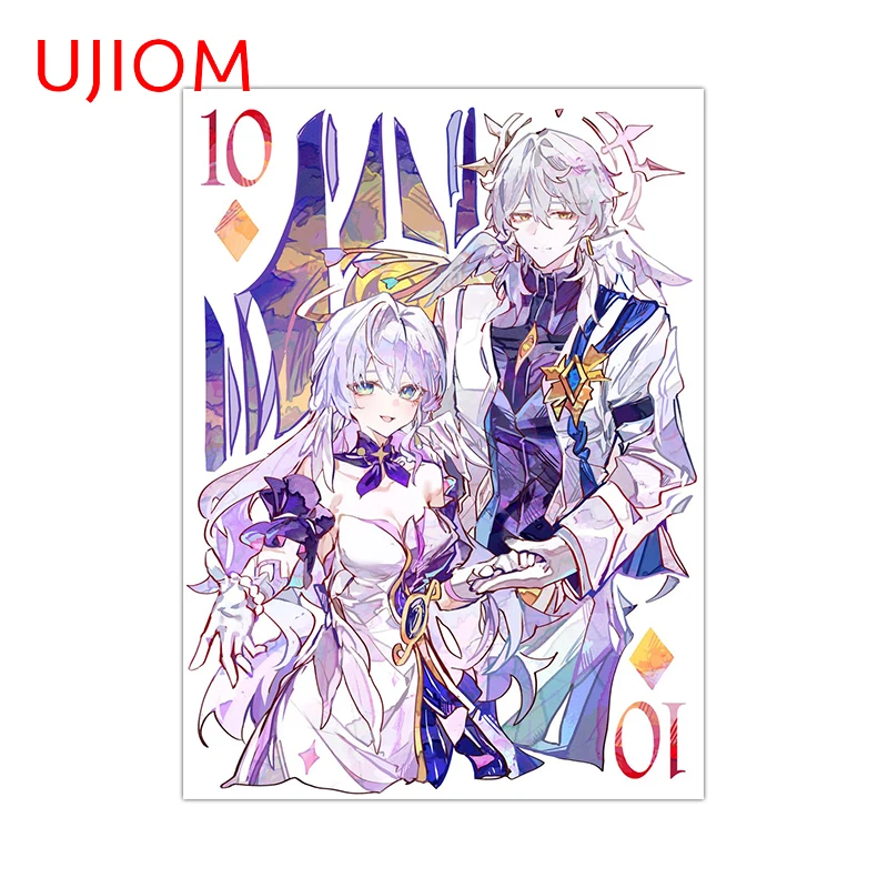 UJIOM Honkai Star Rail Sunday Robin Poker تصميم الجدار ملصق شعبي أنيمي الإبداعية للتخصيص الشارات خزانة الديكور