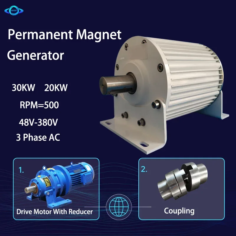 Generatore 20000W 20kw 48V 96V 220V 380V alternatore Gearless trifase a bassa velocità 30KW 30000W generatore a magnete permanente con motore