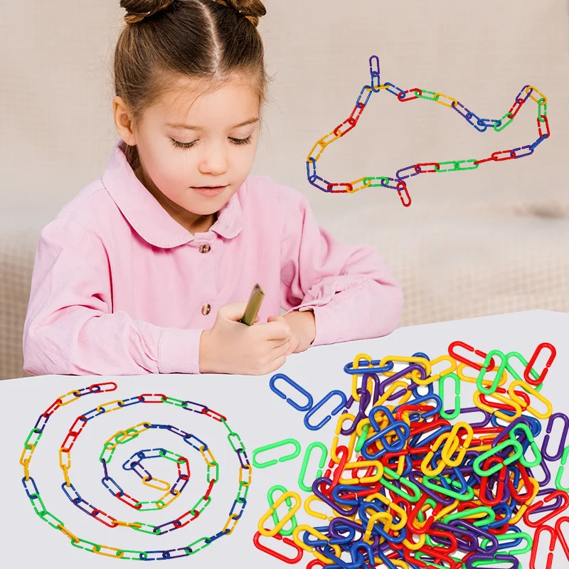 500Pcs Link C-Clips Hooks Chain C-Links Children Preschool Fine Motor Skill Training Learning Toy Small Pet Rat Parrot Bird Toys