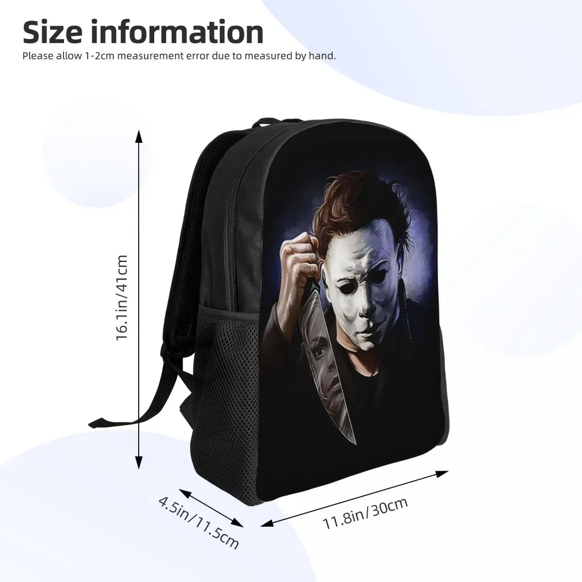 Custom Michael Myers Halloween Killer Travel Backpack School Computer Bookbag Horror Movie College Student Daypack Bags