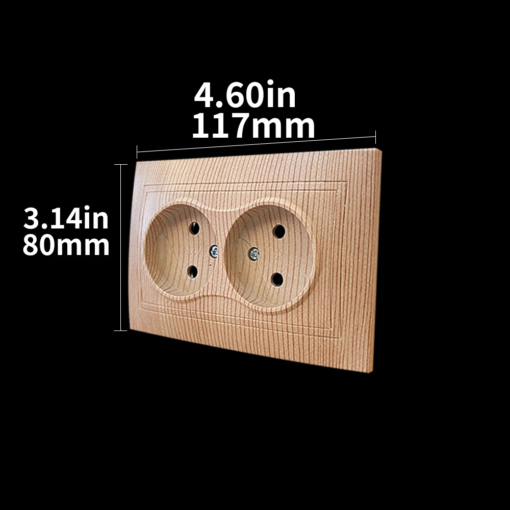 WESA Wood Power Socket European Standard Wall Socket Electrical Outlett Not Ground Embedded Plug Flame Retardant Plastic Panel