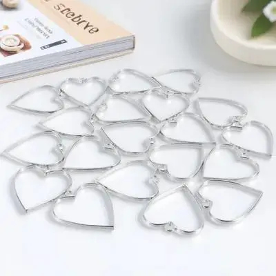 

20pcs Heart Shaped Pendants Jewelry Accessories Decorative Alloy Diy Necklace Charms For Handmade Craft Projects
