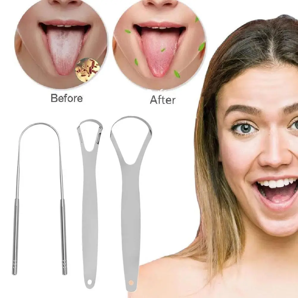 

Tongue Cleaner Portable Case Stainless Steel Color Tongue Scraper Adult To Remove Bad Breath Mouth Cleaner Board Reuse Oral Care