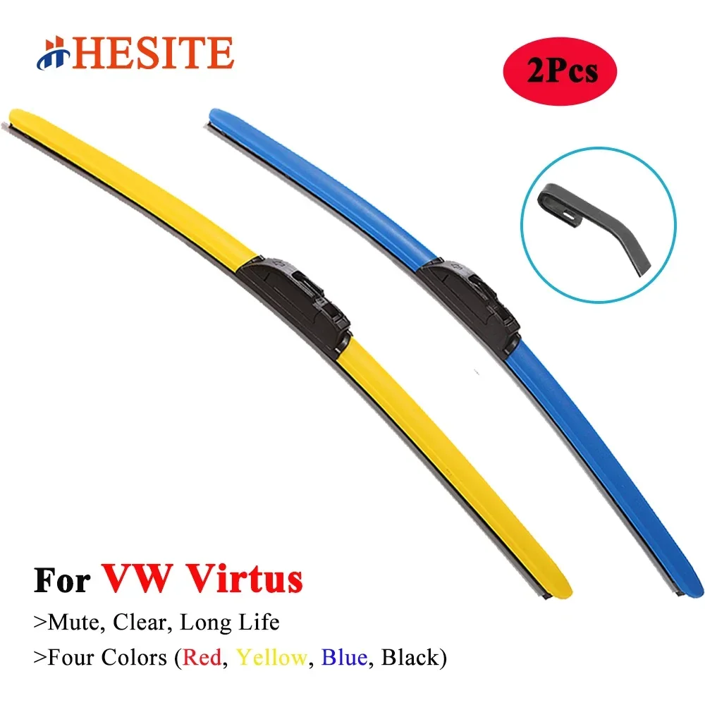 

HESITE Colorful Wiper Blades For VW Volkswagen Virtus Sedan 2018 2019 2020 2021 2022 2023 Car Windshield Hybrid Brushes Red Blue