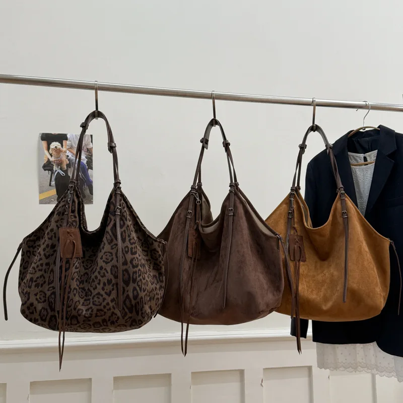 

Advanced Design Leopard Print Commuting Women's Bags Retro Fashion Brown Autumn Winter Large Capacity Totebag New Shoulder Bag