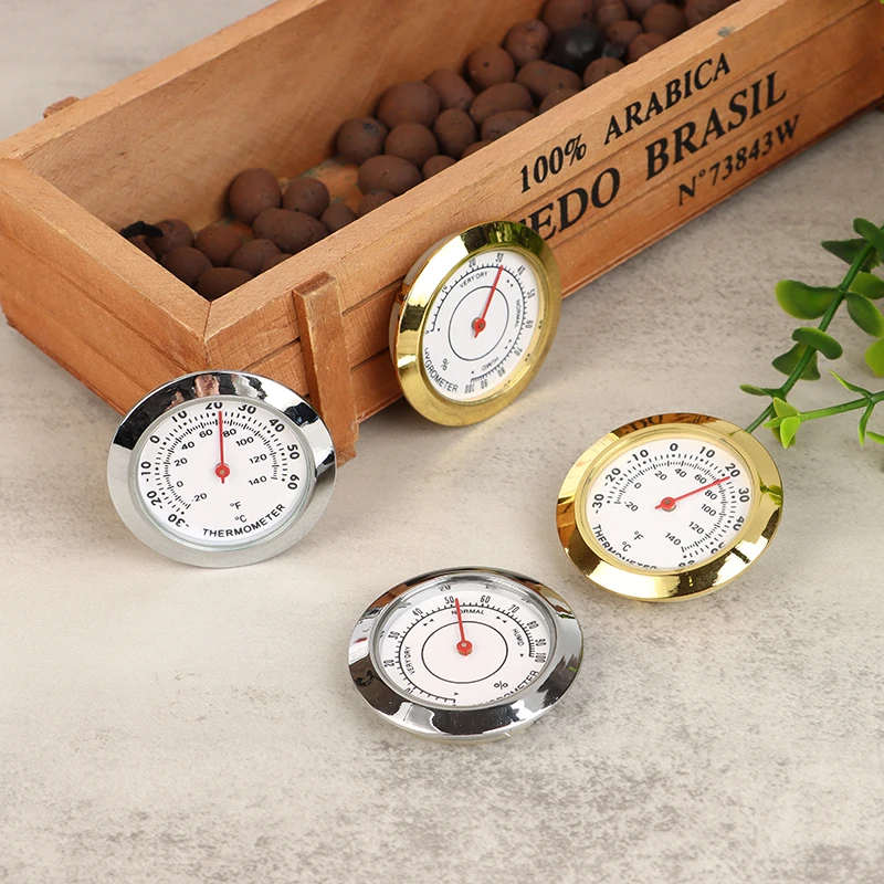 1PC Dia. 43mm Round Thermometer Hygrometer Embedded Clock Gall Temperature And Humidity Meter To Measure Tea Boxes---30+60（℃）