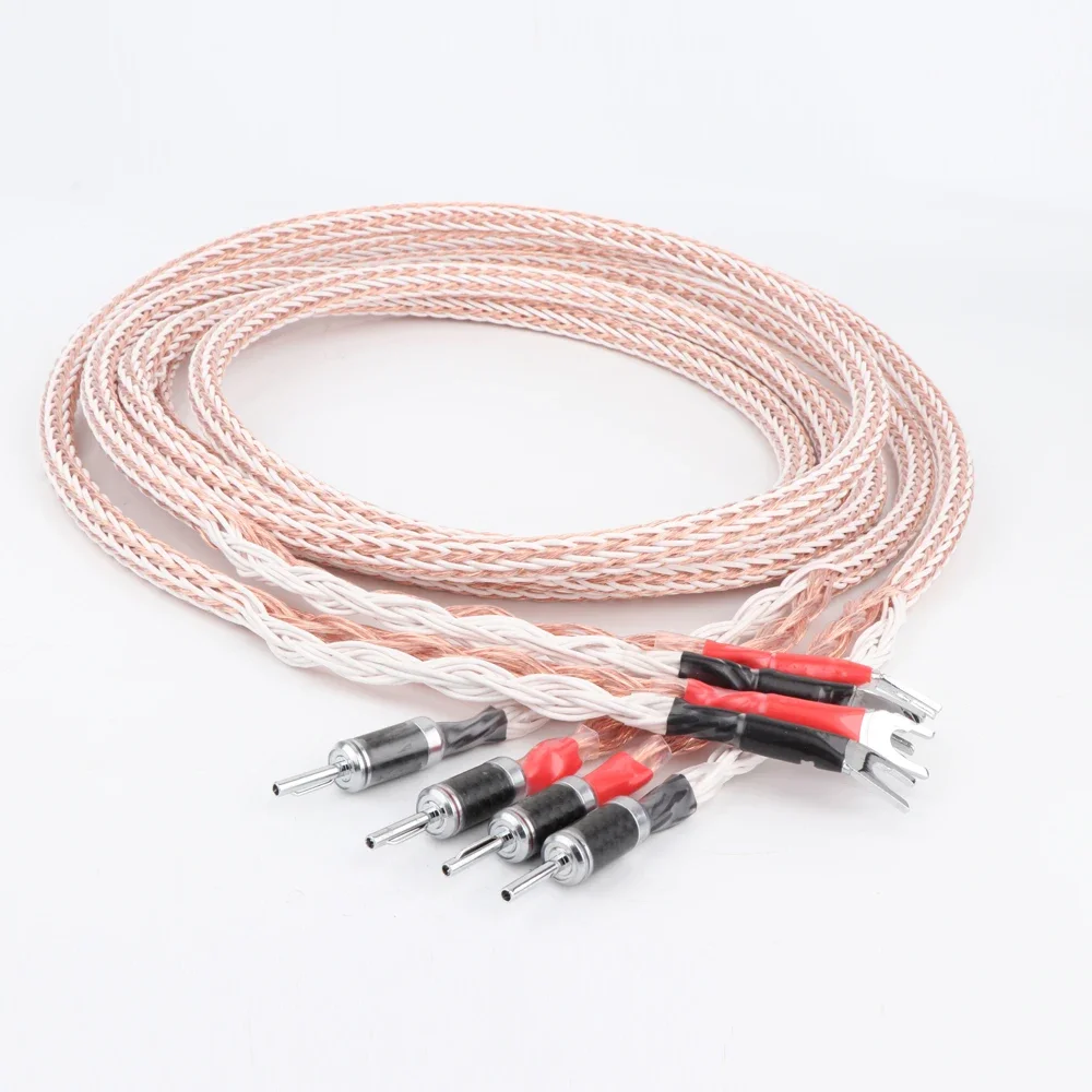 คู่ 12TC Hifi สายลําโพง 2 แจ็คกล้วย 4 กล้วย 7N OCC ทองแดงบริสุทธิ์สายลําโพง 15AWG สายลําโพง