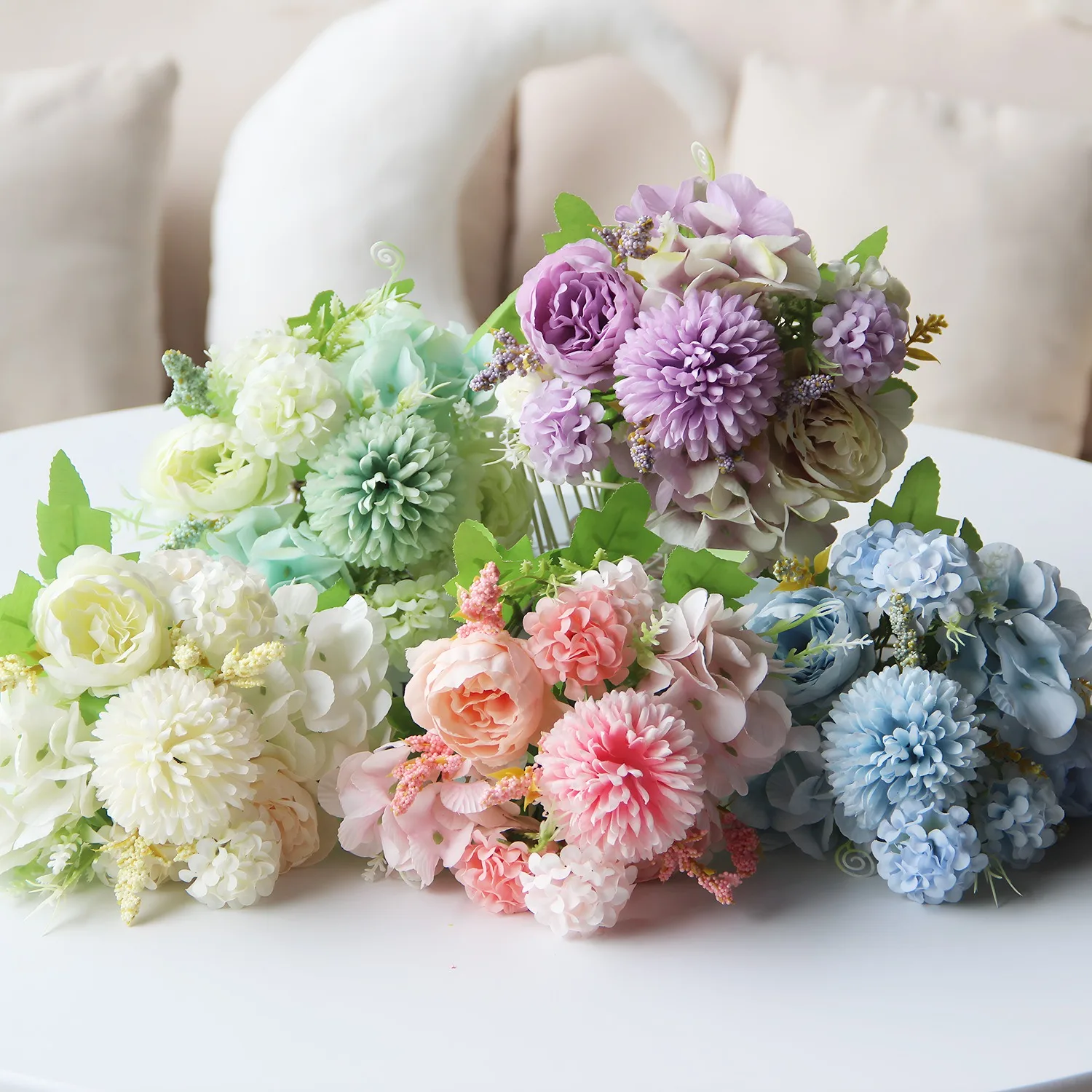 

2Pcs Artificial Flowers Wedding Home Bedroom Decoration Fake Silk Peony Bouquet Photography Decoration