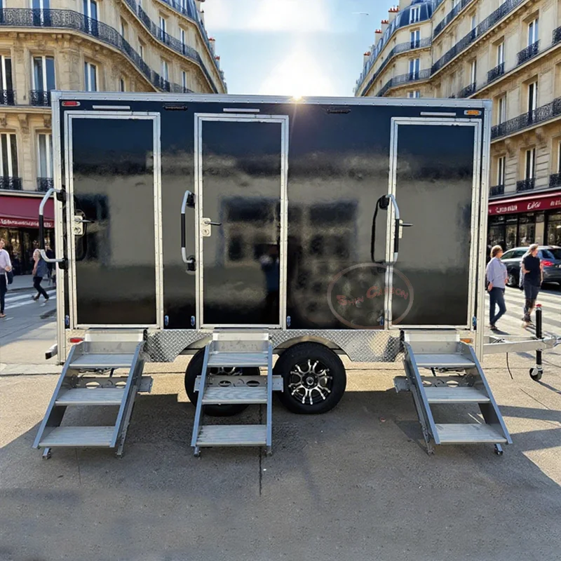 

Mobile Portable Toilet and Shower Outdoor VIP Luxury Restroom Trailer Prefab Container Toilet For Sale Restroom Trailer