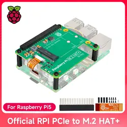 Official Raspberry Pi 5 M.2 HAT+ Gen2 Gen3 NVME M.2 SSD 2230/2242 Size Solid State Drive Support Active Cooler for RPi 5