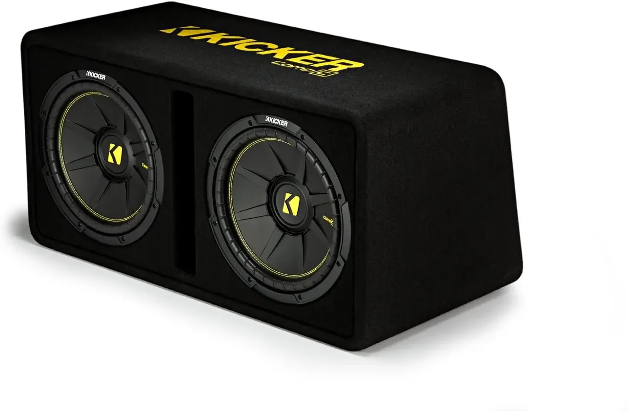 44DCWC122 Dual CompC 12" Subwoofers Vented Enclosure 2-Ohm Custom Port Design Made Of Heavy MDF Spring Loaded Speaker Terminal