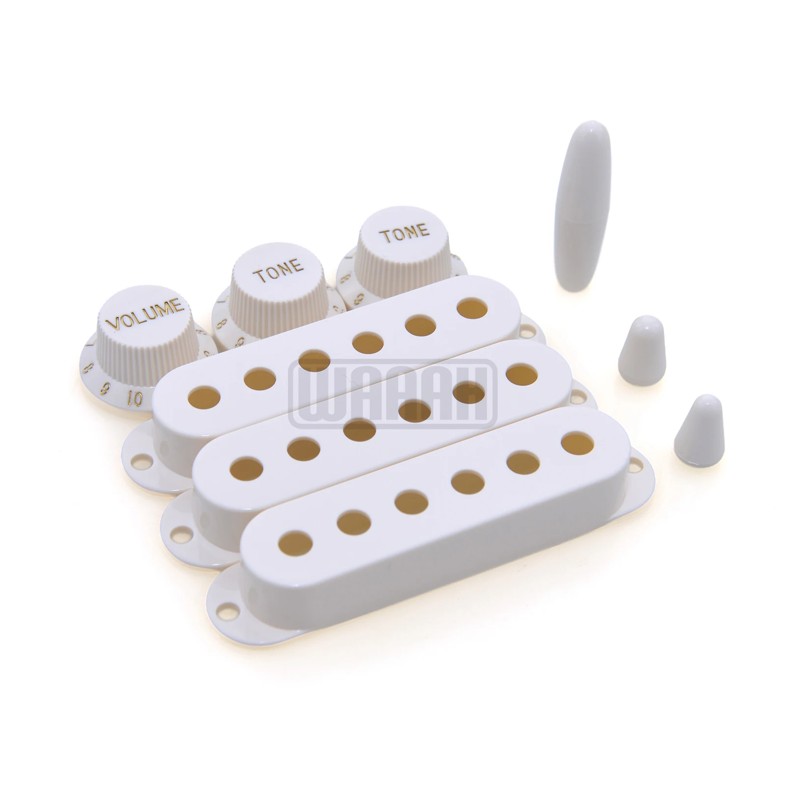 WAAAH Single-Coil-ST-Gitarren-Tonabnehmerabdeckung mit 2-Ton- und 1-Volumen-Drehreglern und Schalterkopf-Teilesatz Gitarrenteile – Detail 3