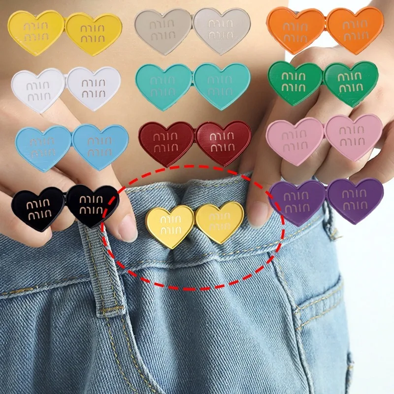 Tight Waist Divine Weapon Heart-shaped Dopamine Colorful Waist Button Waist Circumference Adjustment Pants Fixing Belt Buckles