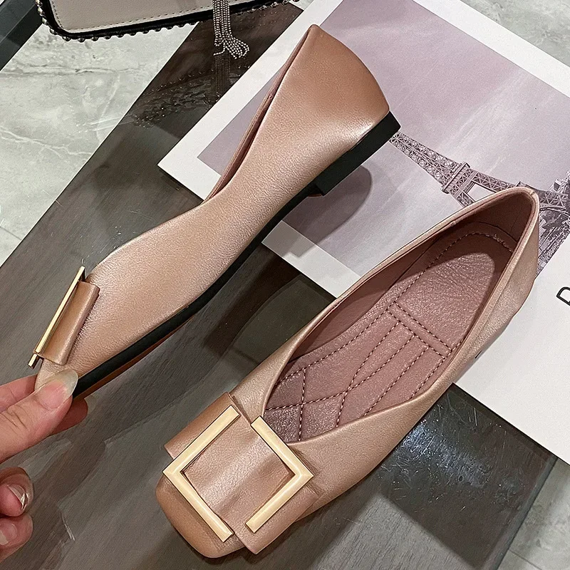 

New Spring Summer Fashion Modern Lady Single Shoes Soft Women Flats Big Size 42 Black Pink DX106