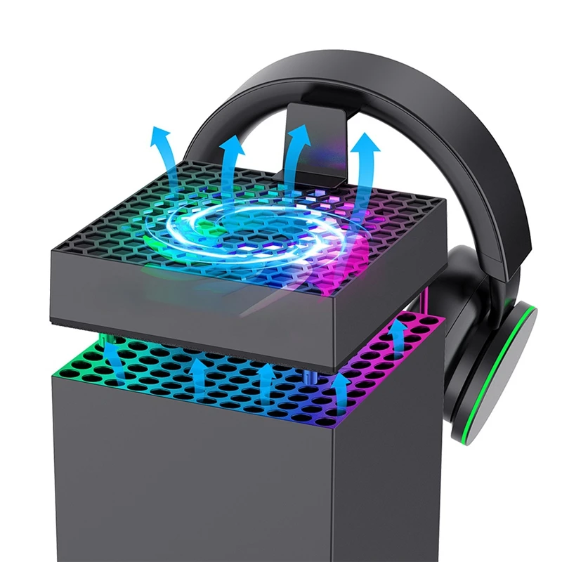 Cooling Fan Stand&Charging Station  Series X Console With RGB Color Light Storage With Fan System With RGB Light Stand