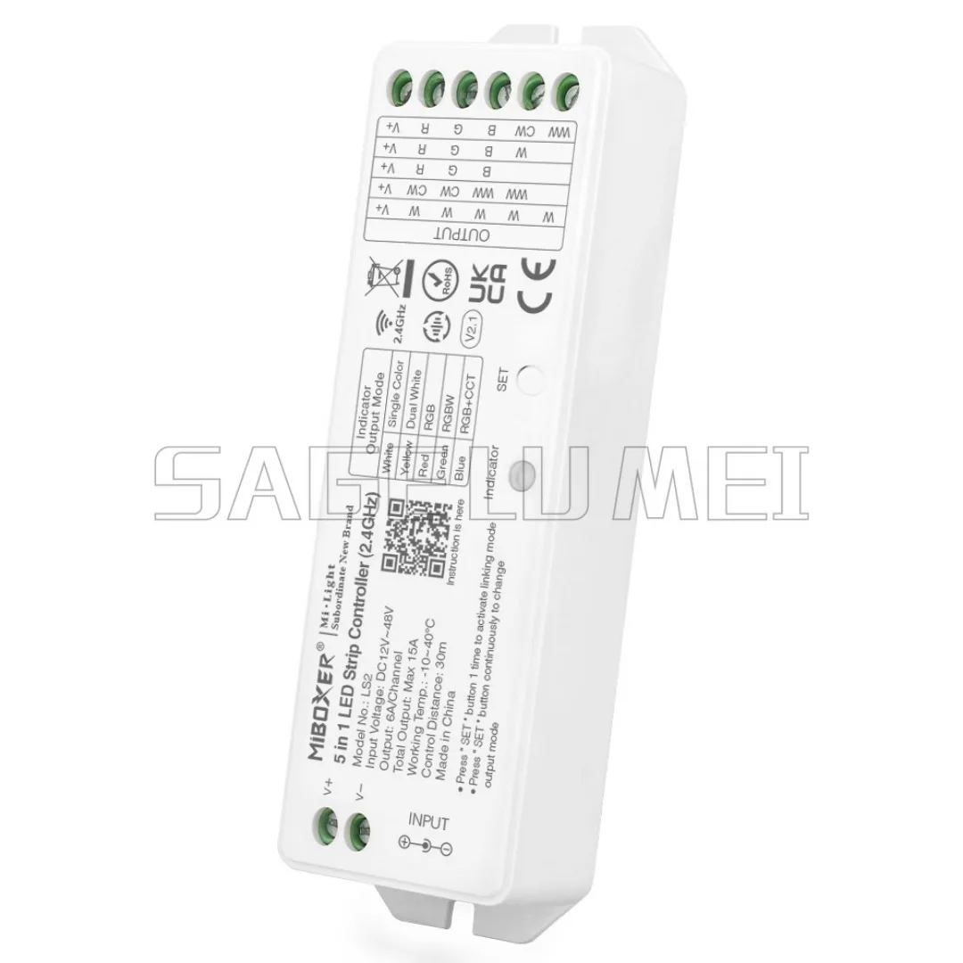 NEW LS2 LS2-WP MiBoxer 5in1 2.4GHz RF waterproof Smart LED Controller for Single Color/ CCT/RGB/RGBW/RGB+CCT LED Strip DC12V-48V