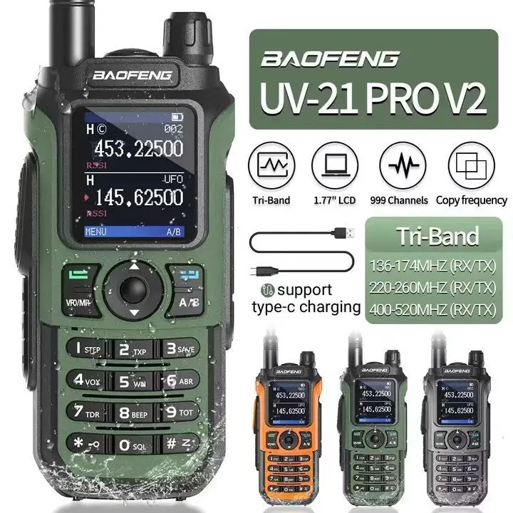 

Baofeng UV21 pro Walkie-talkie UV Dual-stage Civil Handset Type-C Charging One-button Frequency Outdoor Radio Comunicador