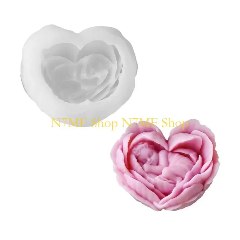 

N7MF Silicone Heart Mold Resin Art Moulds Crafting Molds Flower Unique Ornament Moulds Silicone Texture for Clay