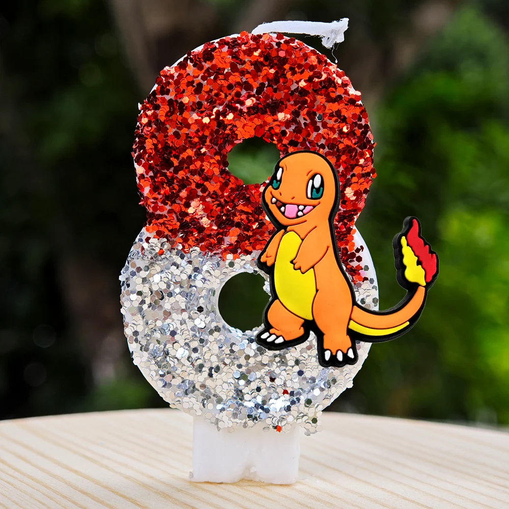 Pokemon Kaars Nummer 0-9 Voetbal Kaars Pikachu Taart Decoratie Jongen Verjaardagsfeestje voor Kinderen Baby Douche Decor Gift