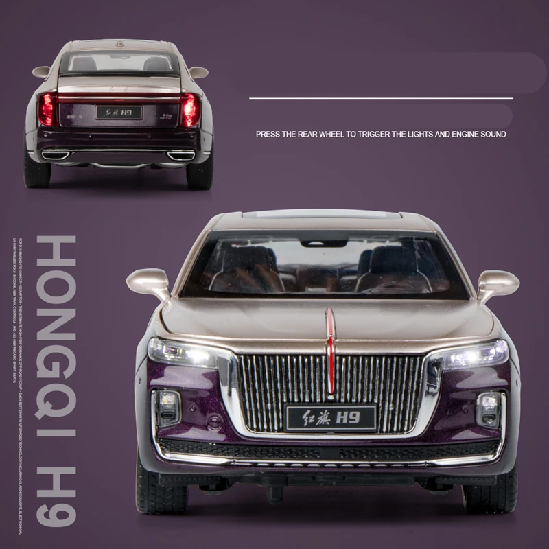 1/24 Hong Qi H9 Alloy Luxy Car Model Diecast Toy Vehicles Metal Car Model Simulation Sound Light Collection Decoration Kids Gift