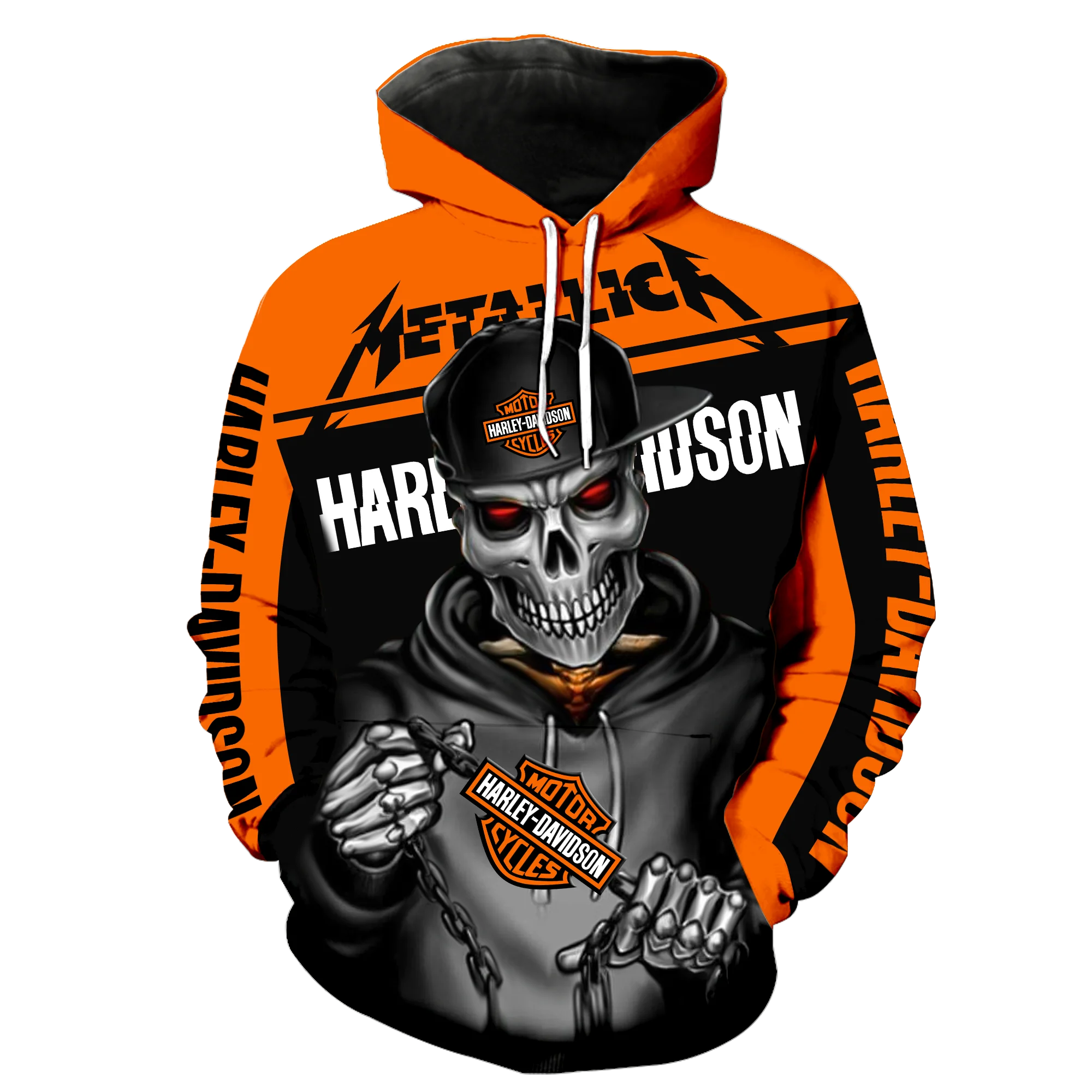 2025 moda Primavera y otoño estampado de calavera ropa de calle informal Sudadera con capucha 3D ropa para hombres y mujeres Harajuku Top motocicleta