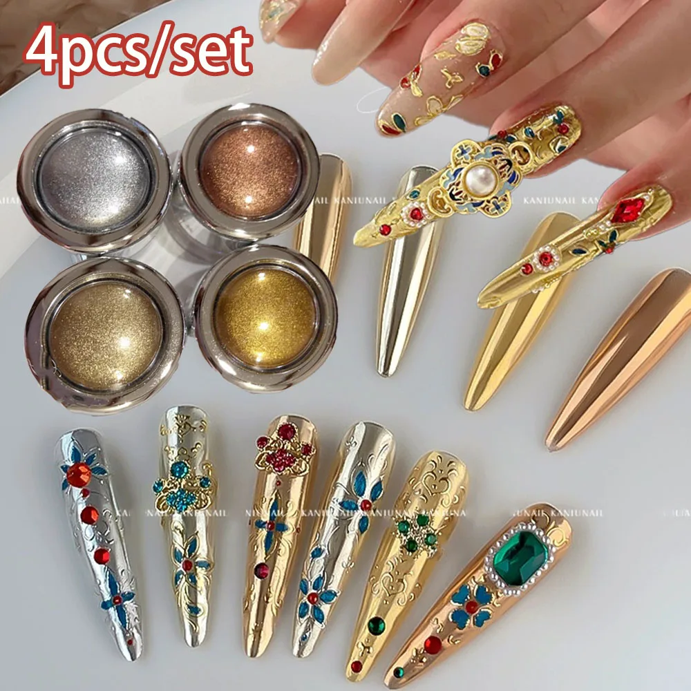 

4 цвета/набор, волшебное зеркало, золото, серебро, пудра для ногтей, голографический металлик, розовое золото, блестящий пигмент для ногтей, гель-лак для ногтей, протирка пыли