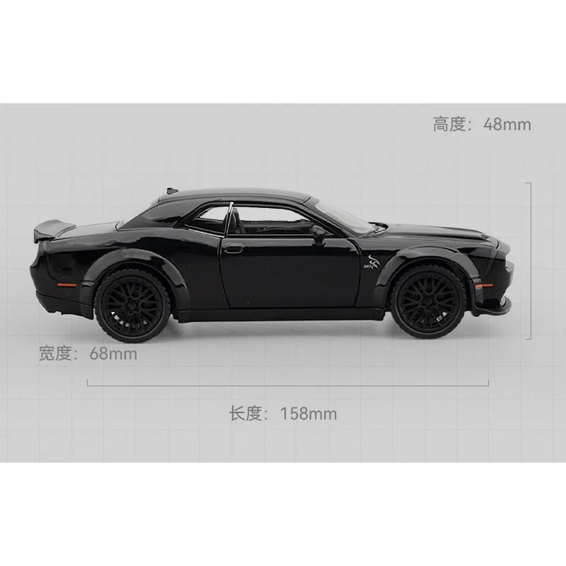 1:32 Alloy Dodge Challenger Hellcat Redeye Muscle Car Model Sound Light Collectibles Children's Toy Birthday Gift