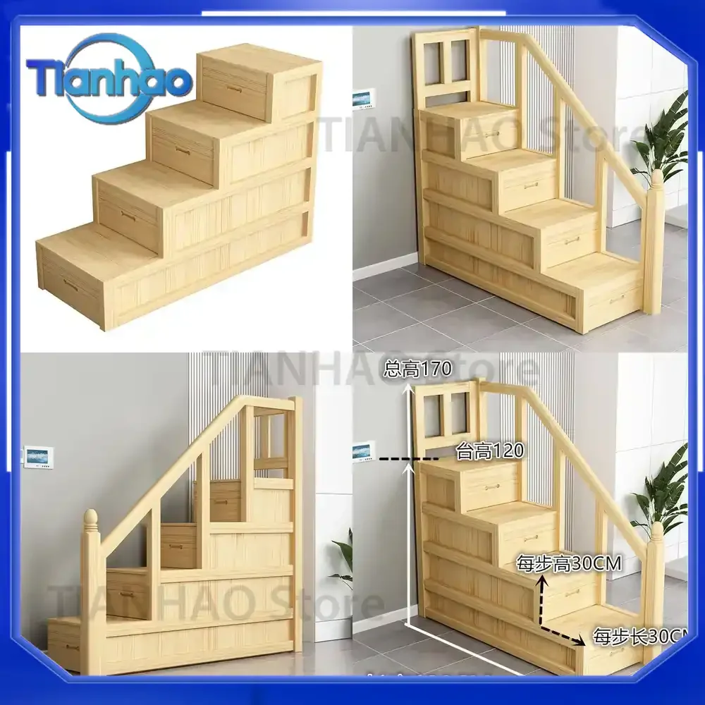 Solid Wood Step Cabinet for Mother and Child Bed Stair Cabinet for Children's Bed Step Ladder Locker Upper and Lower Bed