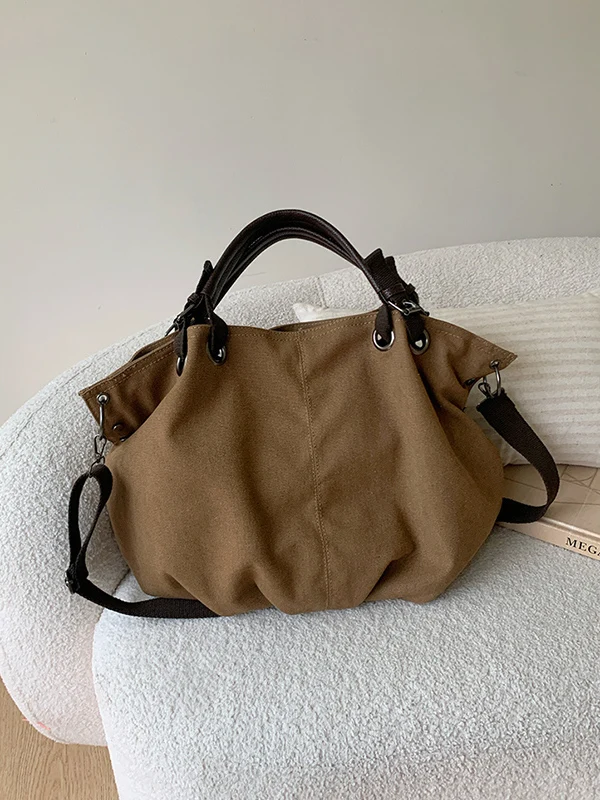 

Large Capaci Canvas Tote Bag Vintage Workwear Sle Crossbody Student Commuter Handbag Briti Sle Polyester