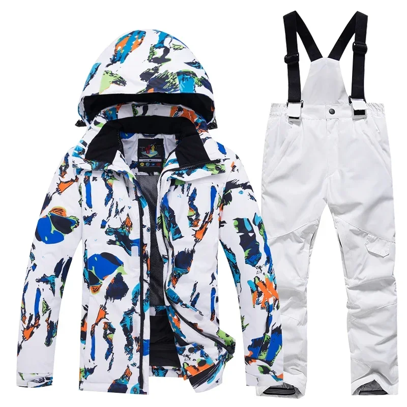 

New Winter Thermal Ski Suit Boy's Girl's Windproof Skiing Jacket and Bibs Pants Set Kids Snow Costume Snowboard Wear Brand Teen