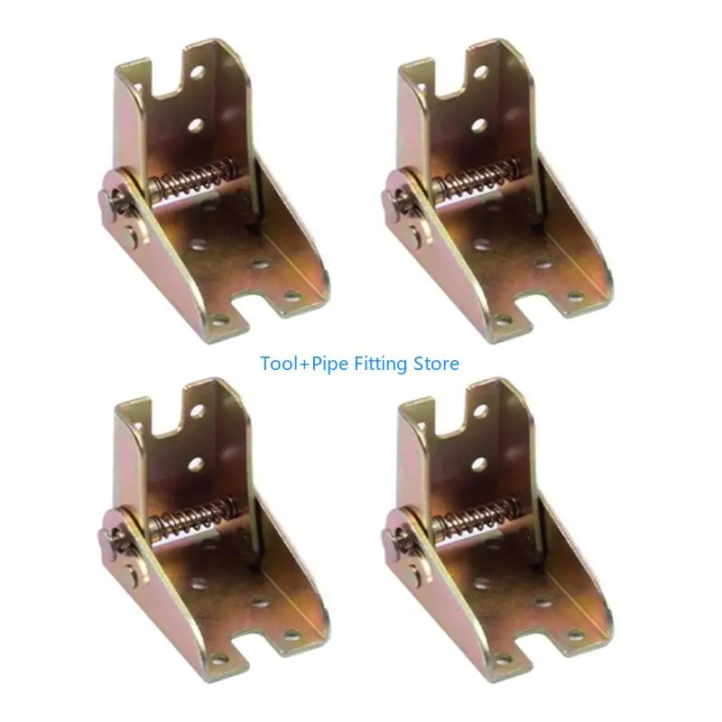 F92B 4Pcs Folding Table Chair Leg Brackets Hinge 90 Degrees Locking Folding Hinge Replacement Self-locking Hinge Easy to Use