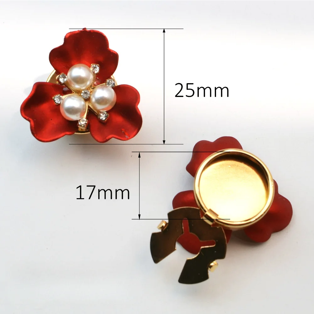 Vintage Pearl Flower Button Covers Three-petaled Flower Cufflink Pearl-studded Shirt Cufflinks Petal Button Cover