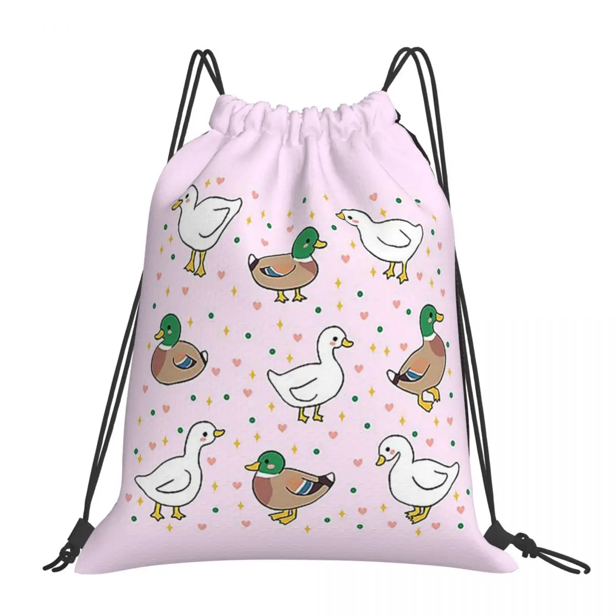 かわいいアヒルパックバックパックファッションポータブル巾着バッグスポーツバッグブックバッグ男性女性学校