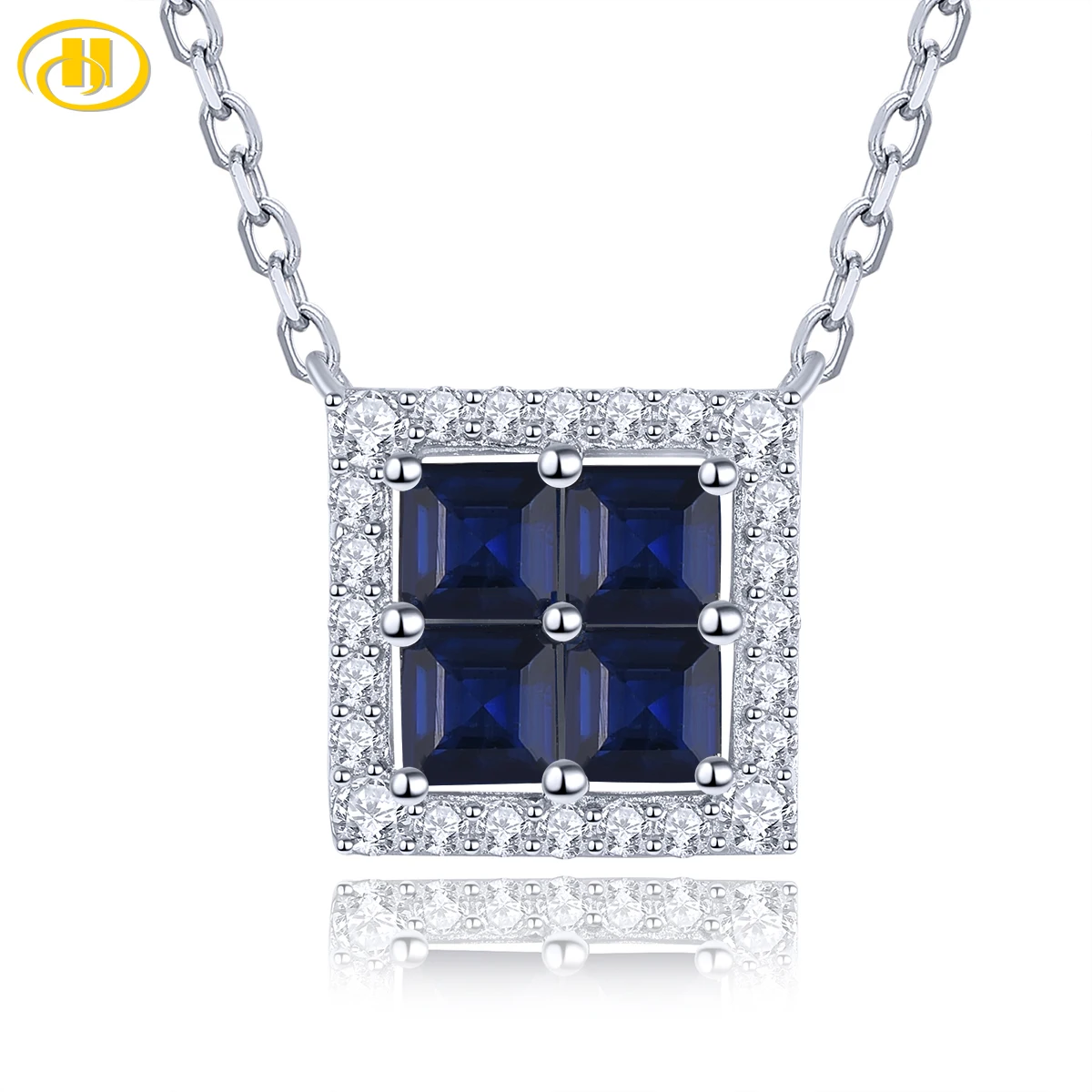 Natural Precious Blue Sapphire Sterling Silver Necklace 1.4 Carats Genuine Birthstone Women Classic Exquisite S925 Fine Jewelrys