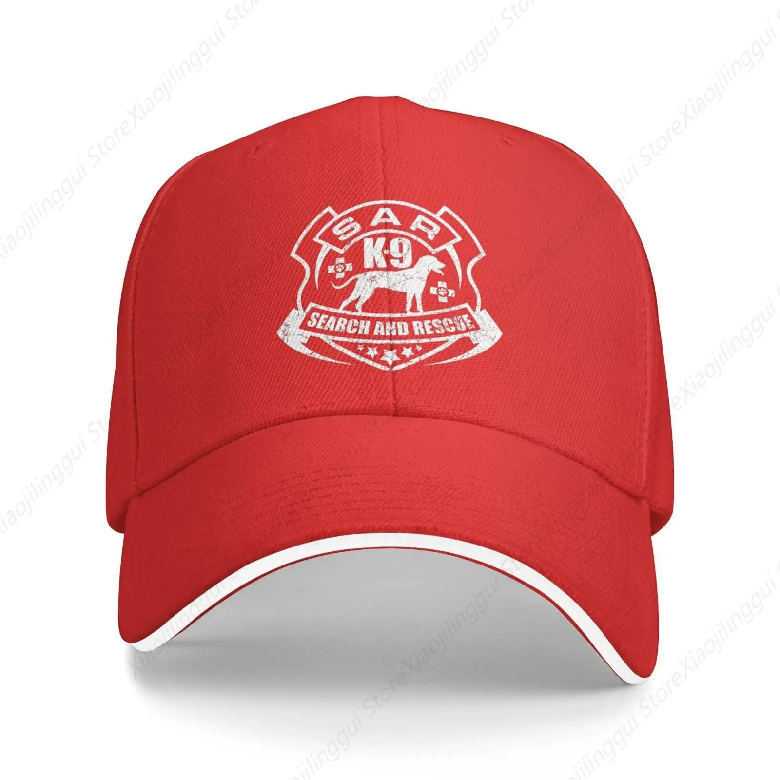 K-9 Search and Rescue Hat Baseball Cap Duck Tongue Cap Adult Sandwich Skull Cap White